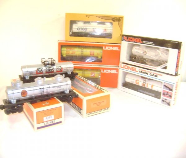 ABT: 7 Lionel Assorted Tank Cars/OBs: Paul V. Ambrose and Drew J. Bauer present: These are seven Assorted Tank Cars that Lionel made a few years ago. Included are the the #16113 Diamond Shamrock, the #19602 Johnson, the #9151 Shell, the #