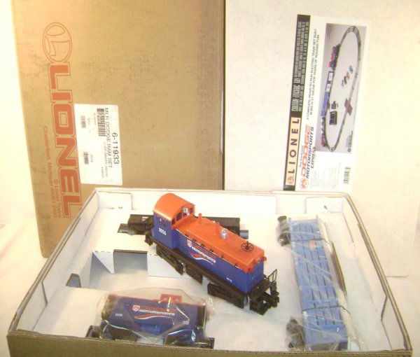 ABT: Mint Lionel #11933 Dodge Motorsports Express: Paul V. Ambrose and Drew J. Bauer present: This is the #11933 Dodge Motorsports Express Train Set that Lionel made in the 1990s. This Uncatalogued Set features a SW-2 Switcher, a Box Car, a screened A