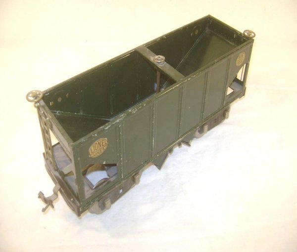 ABT: Lionel #216 Dark Green/Mixed Trim Hopper: Paul V. Ambrose and Drew J. Bauer present: This is the #216 Dark Green Hopper that Lionel made in Standard Gauge in the late 1920s and into the 1930s. Brass Trim with Nickel Journals. Our Opinion is t