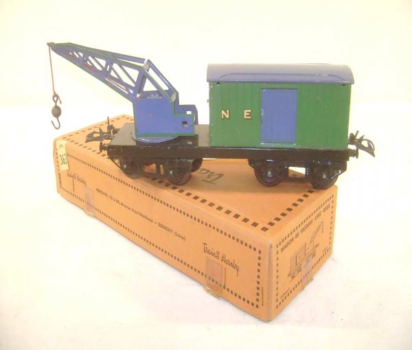 ABT: Hornby O Gauge NE Breakdown Van & Crane/OB: Paul V. Ambrose and Drew J. Bauer present: This is the NE Breakdown Van & Crane that Hornby made in O Gauge pre World War II. Our Opinion is that it is generally in Excellent Minus Condition. Includes