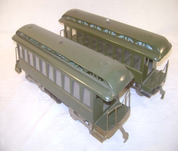 ABT: 2 Lionel Standard Gauge #29 Passenger Cars (R: Paul V. Ambrose and Drew J. Bauer present: These are two #29 New York Central Lines Passenger Cars that Lionel made in Standard Gauge in the later 1910s. Restored. Our Opinion is that they are general