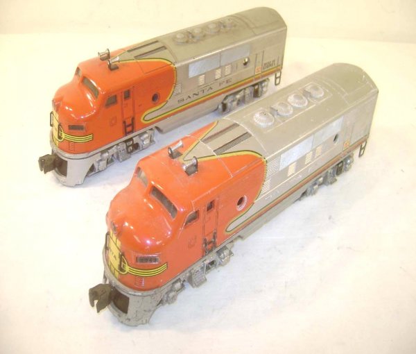 ABT: Lionel #2343 Santa Fe F-3 AA Diesels: Paul V. Ambrose and Drew J. Bauer present: These are the #2343 Santa Fe F-3 AA Diesels with Dual Motors, Magnetraction and Horn that Lionel made circa 1950. Model with large Red GM decals and both cab