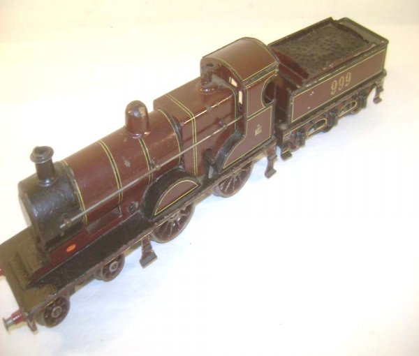 ABT: Bassett-Lowke Clockwork #999 O Gauge Locomoti: Paul V. Ambrose and Drew J. Bauer present: This is the 4-4-0 Clockwork #999 Steam Engine and Tender that Bassett-Lowke made in O Gauge circa the 1930s. Our Opinion is that it is generally in Very Good
