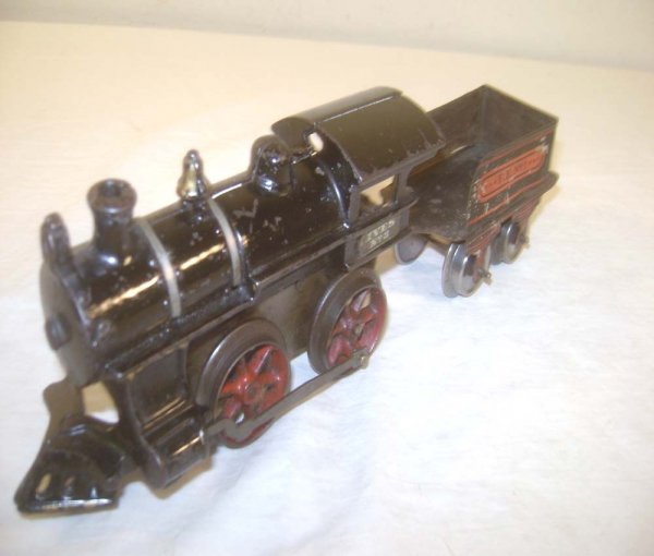 ABT: Scarce Ives #3 Clockwork Engine & Tender: Paul V. Ambrose and Drew J. Bauer present: This is the #3 Clockwork Engine and Tender that Ives made in O-gauge circa the 1910s. Includes Tender lettered "F.E. No 1"; no Key. Our Opinion is that it is