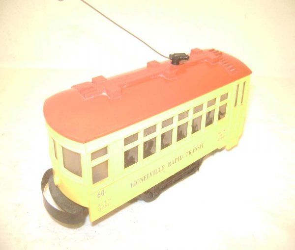 ABT: Lionel #60 Motorized Trolley/Blue Lettering: Paul V. Ambrose and Drew J. Bauer present: This is the #60 Motorized Trolley with Blue Lettering that Lionel made in the later 1950s. Our Opinion is that it is generally in Very Good Plus Condition wi