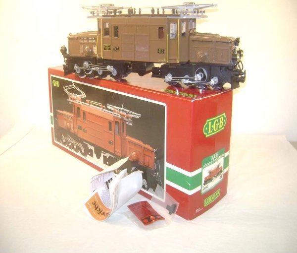 ABT: LGB G Scale #2040 Tan Krokodil Electric/OB: Paul V. Ambrose and Drew J. Bauer present: This is the #2040 RHB Krokodil Powered Tan Electric Locomotive that LGN made in G scale a few years ago. Features operating lights, plastic construction, two