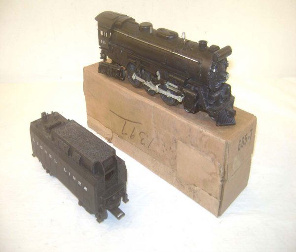 ABT: Scarce Lionel RS #665 Engine & 6026W Tender/O: Paul V. Ambrose and Drew J. Bauer present: These are the #665 small Diecast Hudson Steam Engine with Headlight, Smoke and Magnetraction and the #6026W Whistle Tender that Lionel made in the mid 1950s.