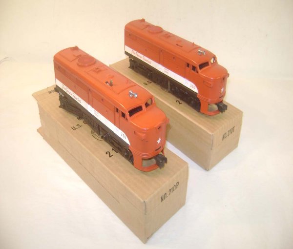 ABT: Nice Lionel #210P/T Texas Special Alco AA Dies: Paul V. Ambrose and Drew J. Bauer present: These are the #210P/T Texas Special Alco AA Diesels that Lionel made circa 1958. Cataloged for one-year only. Correct 1958 chassis with three-position E-unit