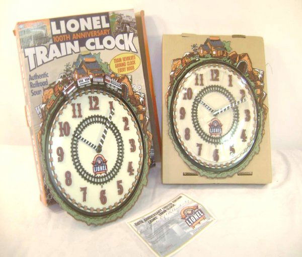 ABT: 2 Lionel 100th Anniversary Ltd. Edition Train: Paul V. Ambrose and Drew J. Bauer present: These are two 100th Anniversary Limited Edition Trail Clocks (with Train Sounds) that Lionel made a few years ago. Our Opinion is that they are generally in