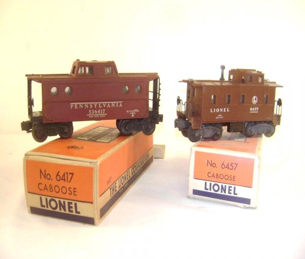 ABT: Lionel #6417 Pennsylvania Porthole and #6457: Paul V. Ambrose and Drew J. Bauer present: These are the #6417 Pennsylvania Porthole Caboose and the #6457 SP-type Caboose that Lionel made Post War. Our Opinion is that the #6417 is generally in Very