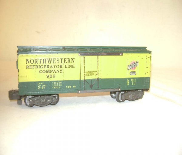 ABT: AF S: #989 Northwestern Refrigerator Line Comp: Paul V. Ambrose and Drew J. Bauer present: This is the #989 Northwestern Refrigerator Line Company Reefer that American Flyer made in S Gauge in the later 1950s. Our Opinion is that it is generally in