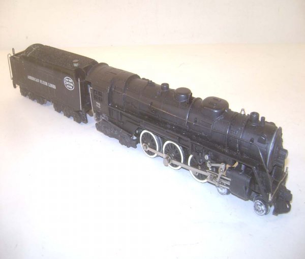 ABT: AF S: #322 Hudson Steam Engine and Tender: Paul V. Ambrose and Drew J. Bauer present: These are the #322 Hudson Steam Engine and Tender that American Flyer made in S Gauge circa 1946. Smoke in Tender model but incorrect Tender Cab; has been sc