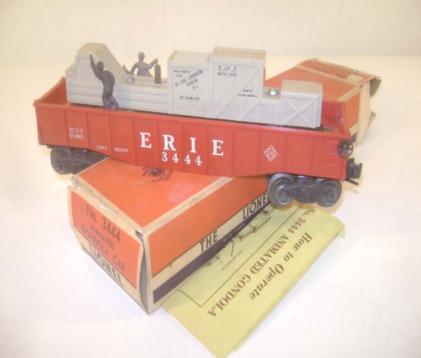 ABT: Nice Lionel #3444 Animated Gondola/OB+: Paul V. Ambrose and Drew J. Bauer present: This is the #3444 Erie Animated Gondola that Lionel made in the later 1950s. A fun operating car, commonly referred to as the Cop-and-Hobo car, that always a