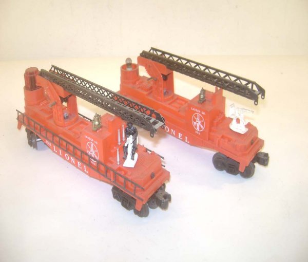 ABT: 2 Lionel #3512 Black Ladders Fire Cars: Paul V. Ambrose and Drew J. Bauer present: These are two #3512 Fireman & Ladder Car that Lionel made circa 1959/60. Most common variation with Black Ladders. Our Opinion is that they are generally in 
