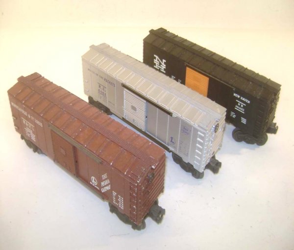 ABT: Lionel #6464-50 MStL, #6464-175 RI, & #6464-4: Paul V. Ambrose and Drew J. Bauer present: These are the #6464-50 MStL, the 6464-175 Rock Island, and the #6464-425 New Haven with half-serif "N" Box Cars that Lionel made in the 1950s. Our Opinion is