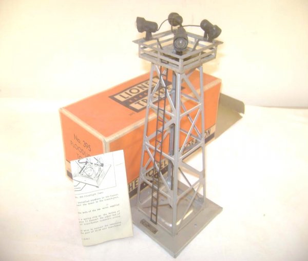 ABT: Lionel #395 Silver Floodlight Tower/Nice OB: Paul V. Ambrose and Drew J. Bauer present: This is the #395 Silver Floodlight Tower that Lionel made in the 1950s. Our Opinion is that it is generally in Very Good Plus Condition. The Original 55- Box
