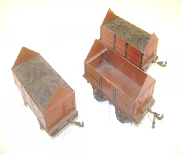 ABT: 3 Bing Open Goods Trucks: Paul V. Ambrose and Drew J. Bauer present: These are three Open Goods Trucks (two with coal loads) that Bing made in O-gauge circa the 1920s. Included are two #27485 models and an unnumbered example. 