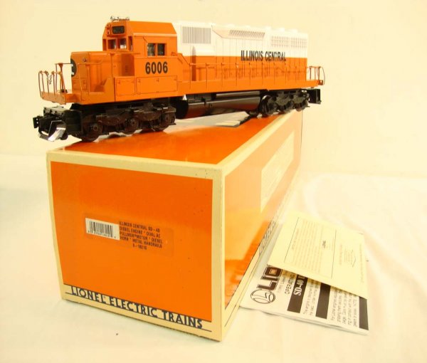 ABT: Lionel #18210 Illinois Central SD-40 Diesel/O: Paul V. Ambrose and Drew J. Bauer present: This is the #18210 Illinois Central SD-40 Diesel with Dual Motors and Horn that Lionel made a few years ago. Our Opinion is that it is generally in Like New 