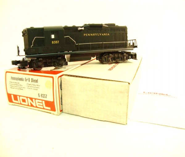 ABT: Great Lionel #8357 Pennsylvania GP-9 Diesel/O: Paul V. Ambrose and Drew J. Bauer present: This is the #8357 Pennsylvania GP-9 Diesel that Lionel made in the 1970s. Our Opinion is that it is generally in Like New Condition, no signs of use other th
