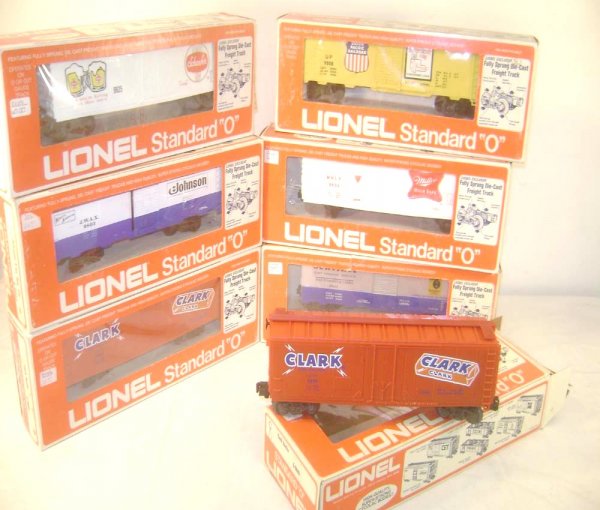 ABT: 7 Lionel Assorted 1970s Standard O Freight Ca: Paul V. Ambrose and Drew J. Bauer present: These are seven Assorted Standard O Freight Cars that Lionel made in the 1970s. Included are two #9809 Clark Reefers, the #9808 Union Pacific Box Car, the #9