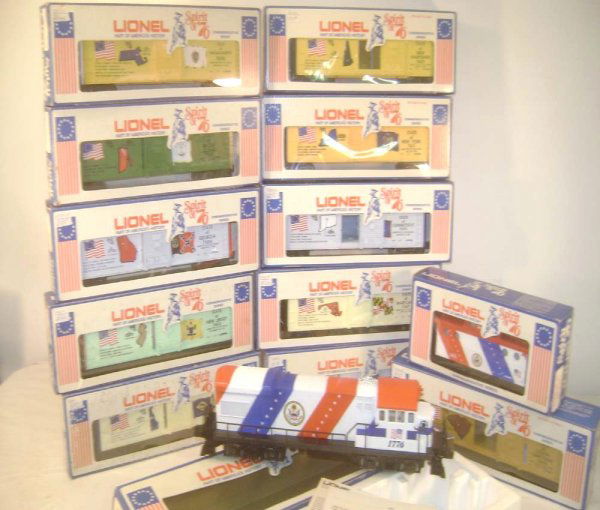 ABT: 13 Piece Lionel #1776 Bicentennial Passenger: Paul V. Ambrose and Drew J. Bauer present: This is the #1776 Bicentennial Passenger Set that Lionel made in the 1970s. Includes the Seaboard Coast Line Spirit of '76 U36 Diesel, the N5C Caboose and el