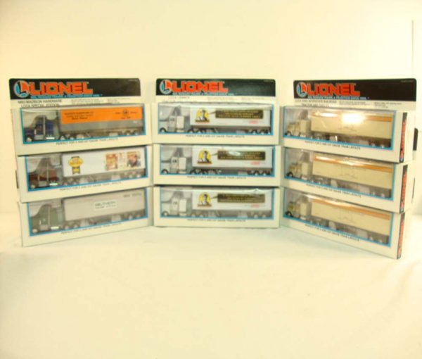 ABT: 9 Mint Lionel LCCA Tractor Trailers/OBs: Paul V. Ambrose and Drew J. Bauer present: These are nine Tractor Trailers that Lionel made a few years ago. Included are the #52055 LCCA Sovex Tractor and Trailer, the #52056 LCCA Southern Tractor an