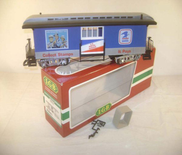 ABT: LGB G Scale #3184O US Mail Car/OB: Paul V. Ambrose and Drew J. Bauer present: This is the #3184O US Mail Car that LGB made in G Scale a few years ago. Our Opinion is that it is generally in Like New Condition. The Original Box is in (9
