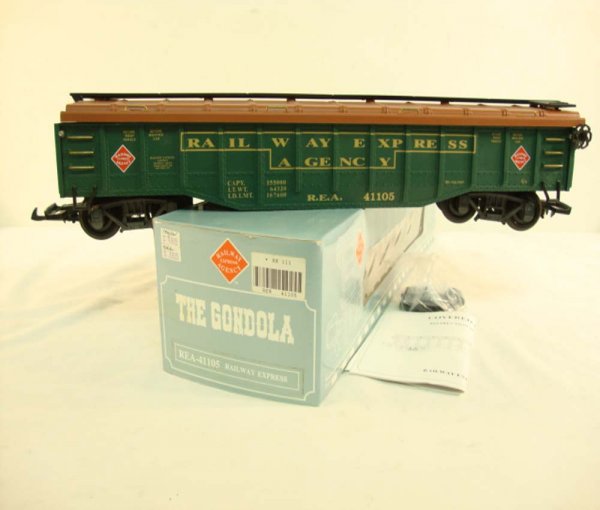 ABT: Aristocraft G Scale #REA-41105 Thye Gondola/OB: Paul V. Ambrose and Drew J. Bauer present: This is the #REA-41105 Thye Gondola that Aristocraft made in G Scale a few years ago. Our Opinion is that it is generally in Like New Condition. The Original