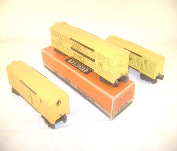 ABT: 2 Lionel #6656 Stock Cars & #6356 Stock Car: Paul V. Ambrose and Drew J. Bauer present: These are two short #6656 Stock Cars and the long #6356 rubber-stamped bi-level Stock Car that Lionel made in the late 1940s and early 1950s. Please add $16.