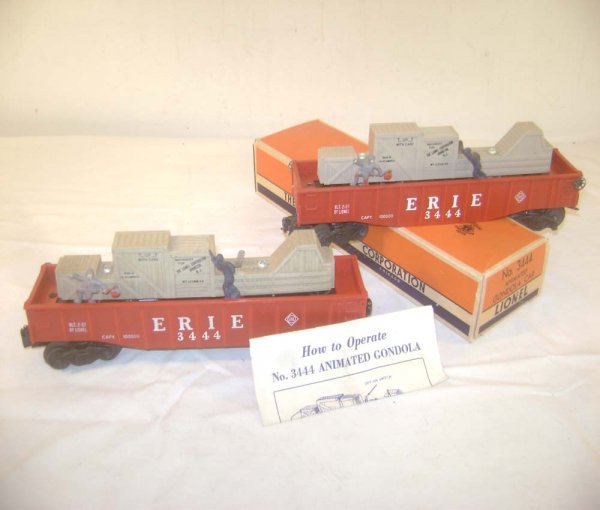 ABT: 2 Lionel #3444 Animated Gondolas: Paul V. Ambrose and Drew J. Bauer present: These are two #3444 Animated Gondolas that Lionel made in the later 1950s. Commonly referred to as the Cop and Hobo Car. Please add $15.00 for US-48 Shipping