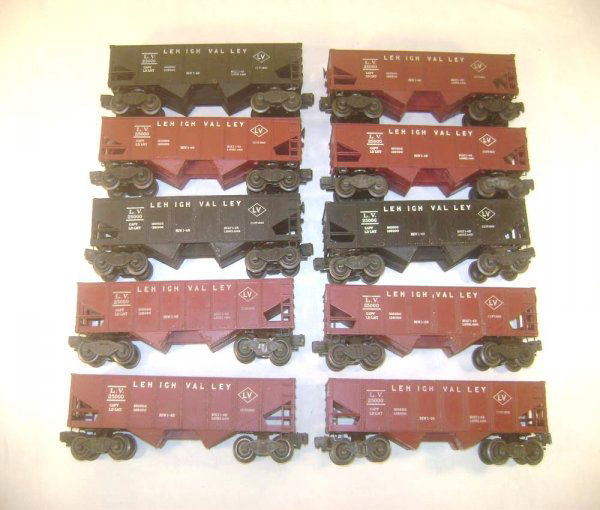 ABT: 10 Lionel #6456 Lehigh Valley Hoppers: Paul V. Ambrose and Drew J. Bauer present: These are ten #6456 Lehigh Valley Hoppers that Lionel made circa 1950. Included are seven Maroon and three Black models. Please add $25.00 for US-48 Shipping