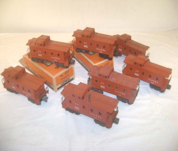 ABT: 7 Lionel #6357 Lighted SP-type Cabooses: Paul V. Ambrose and Drew J. Bauer present: These are a group of seven #6357 Lighted SP-type Cabooses that Lionel made in the late 1940s and 1950s. Please add $16.00 for US-48 Shipping and Insurance.