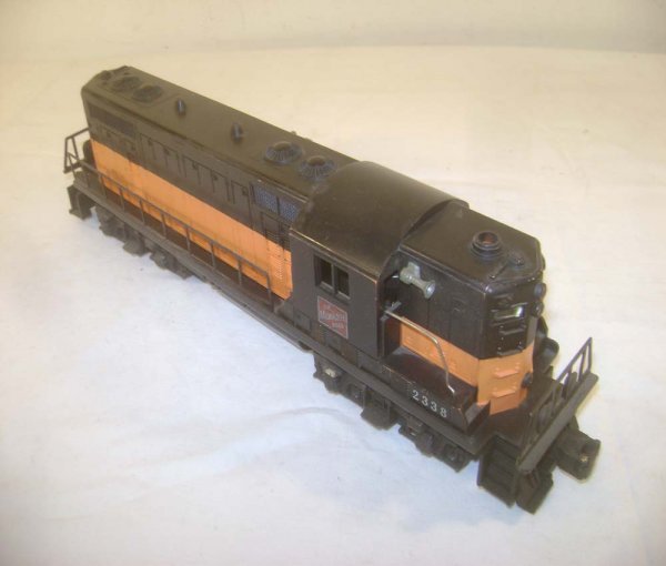 ABT: Lionel #2338 Milwaukee Road GP Diesel: Paul V. Ambrose and Drew J. Bauer present: This is the #2338 Milwaukee Road Geep that Lionel made in the middle 1950s. Please add $15.00 for US-48 Shipping and Insurance.