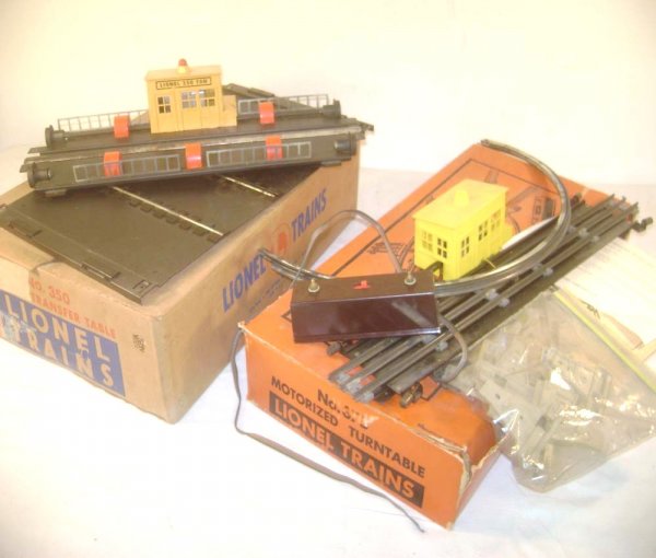ABT: Lionel #350 Transfer Table & #375 Turntable A: Paul V. Ambrose and Drew J. Bauer present: These are the #350 Transfer Table and the #375 Turntable Accessories that Lionel made in the 1950s and early 1960s. Includes both Original Boxes. Please add 