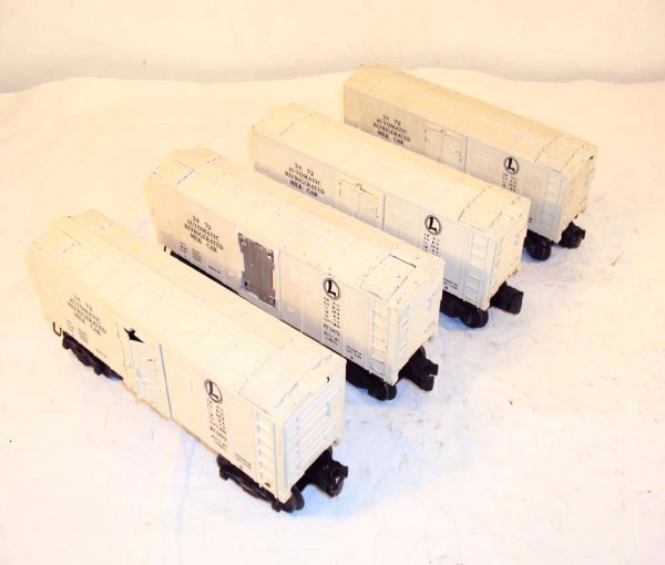 ABT: 4 Lionel #3472 Operating Milk Cars: Paul V. Ambrose and Drew J. Bauer present: These are four #3472 Operating Milk Cars that Lionel made in the late 1940s and early 1950s. One early example with metal doors. Please add $20.00 for US-48 