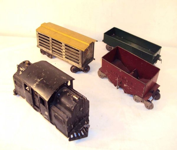 ABT: Lionel Standard Gauge Black Electric Engine &: Paul V. Ambrose and Drew J. Bauer present: These are an unnumbered Black Electric Engine plus the #112 Gondola, #113 Cattle Car and #116 Hopper that Lionel made in Standard Gauge circa the 1920s. Plea