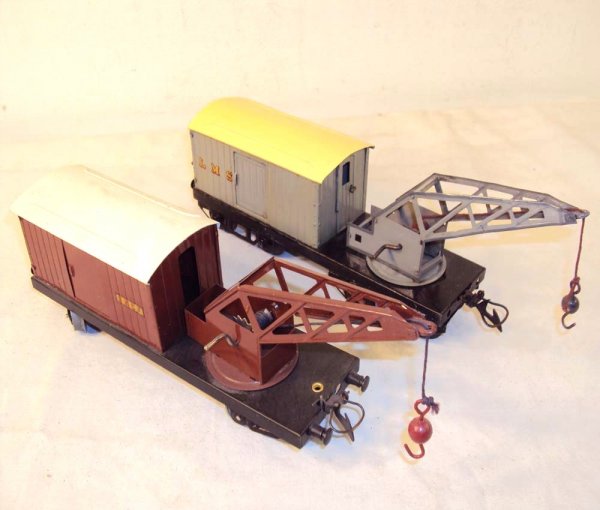 ABT: 2 Hornby Breakdown Van and Crane Cars: Paul V. Ambrose and Drew J. Bauer present: These are two Breakdown Van and Crane Cars that Hornby made in O-gauge circa the 1950s and 1960s. One example marked LMS and the other SNCF for the Swiss Nat