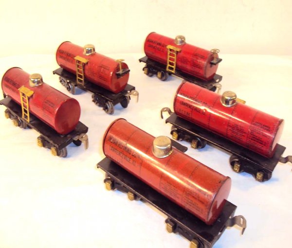 ABT: 5 Dorfan Indian Refining Co. O Gauge Tank Car: Paul V. Ambrose and Drew J. Bauer present: These are five Indian Refining Co. Tank Cars that Dorfan made in O Gauge circa the 1930s. Note Shades and Trim variations. Please add $18.00 for US-48 Shippi