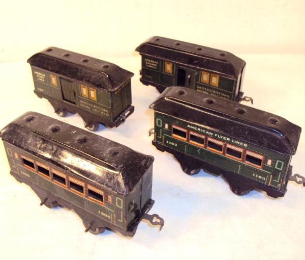 ABT: American Flyer #1103/1104/1205/1306 O Gauge P: Paul V. Ambrose and Drew J. Bauer present: These are the #1103/1104/1205/1306 Passenger Cars that American Flyer made in O Gauge circa the 1920s. Please add $18.00 for US-48 Shipping and Insurance.