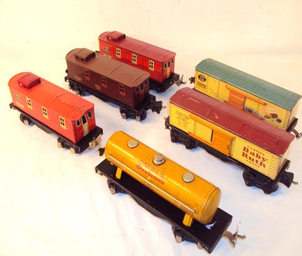 ABT: 6 Assorted Lionel O Gauge Rolling Stock Items: Paul V. Ambrose and Drew J. Bauer present: These are six assorted Rolling Stock items that Lionel made in O-gauge during the Pre War Era. Included are two #1679 Box Cars, #1680 Tank Car, #2682 Caboose