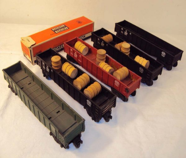 ABT: 5 Lionel #6462 Gondolas/OB: Paul V. Ambrose and Drew J. Bauer present: These are five assorted #6462 Gondolas that Lionel made circa the early 1950s. Includes one Original Box. Please add $16.00 for US-48 Shipping and Insurance.