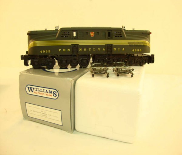ABT: Williams #4935 Pennsylvania GG-1 Brunswick Gree: Paul V. Ambrose and Drew J. Bauer present: This is the #4935 Pennsylvania GG-1 (24) Brunswick Green Five Stripe Electric that Williams made in O Gauge. Our Opinion is that it is generally in Like New 