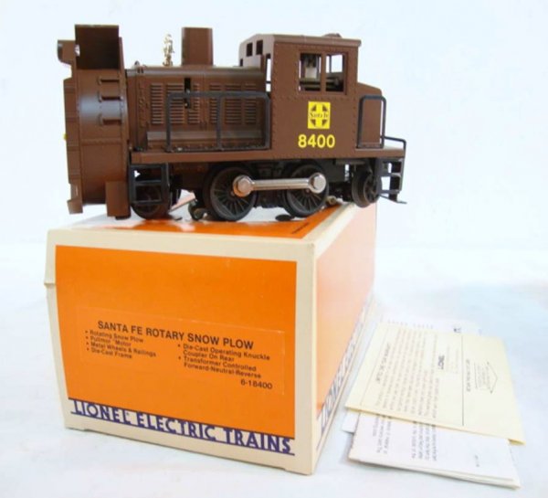 ABT: Lionel #18400 Santa Fe Motorized Snow Blower/OB: Paul V. Ambrose and Drew J. Bauer present: This is the #18400 Motorized Santa Fe Snow Blower that Lionel made in the 1990s. Our Opinion is that it is generally in Like New Condition, no signs of use o