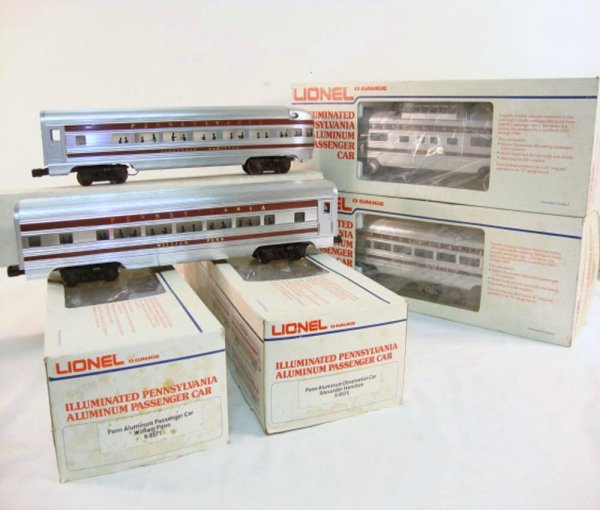 ABT: Lionel #9571/72/73/74 Pennsylvania Congression: Paul V. Ambrose and Drew J. Bauer present: These are four Pennsylvania Congressional Streamline Passenger Cars that Lionel made circa 1980. Included are the #9571 William Penn Pullman, the #9572 Molly