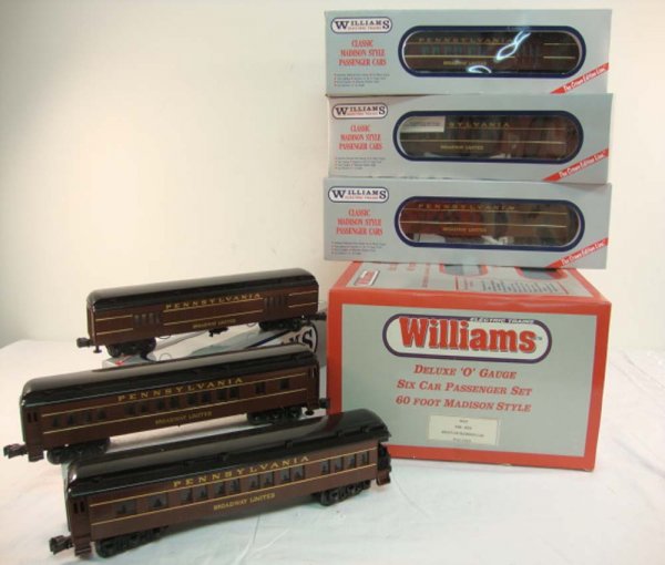 ABT: Williams #6225 PRR Madison 6 Car Set/OB: Paul V. Ambrose and Drew J. Bauer present: These are the #6225 PRR Madison Six Car Heavyweight Passenger Set that Williams made in O Gauge a few years ago. Our Opinion is that they are generally in Mi