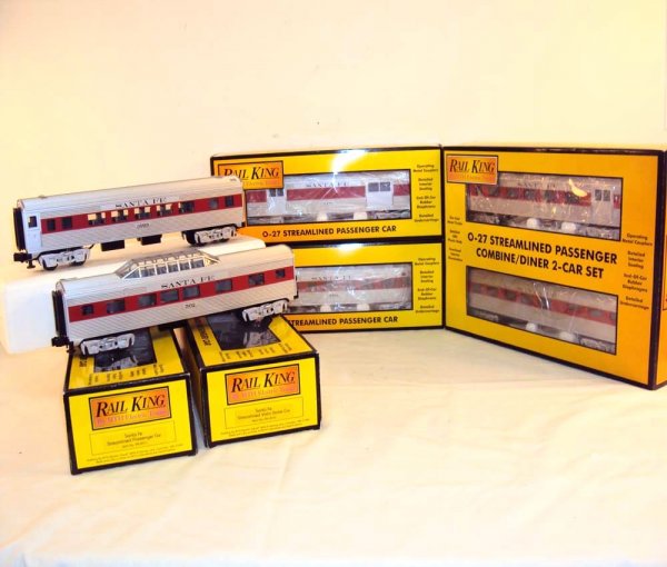ABT: 6 Mint Assorted MTH Santa Fe Streamline Passe: Paul V. Ambrose and Drew J. Bauer present: These are six Assorted Santa Fe Streamline Passenger Cars that MTH made in O Gauge a few years ago. Included are the #6010 Baggage Car, the #6011 Passenger C