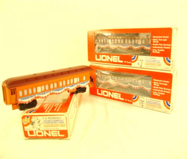 ABT: Mint Lionel #9528/9527/9529 Presidential Pass: Paul V. Ambrose and Drew J. Bauer present: These are the #9528 H. S. Truman, the #9527 F. D. Roosevelt and the #9529 D. D. Eisenhower Campaign Cars that Lionel made in the 1960s. Our Opinion is that t