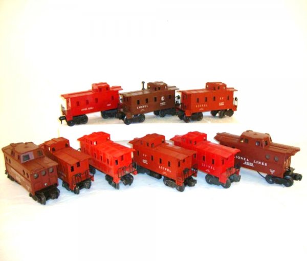 ABT: 9 Assorted Lionel SP-type & Porthole Cabooses: Paul V. Ambrose and Drew J. Bauer present: These are 7 assorted number SP-type Cabooses and two Porthole Cabooses that Lionel made Post War. Please add $20.00 for US-48 Shipping and Insurance.