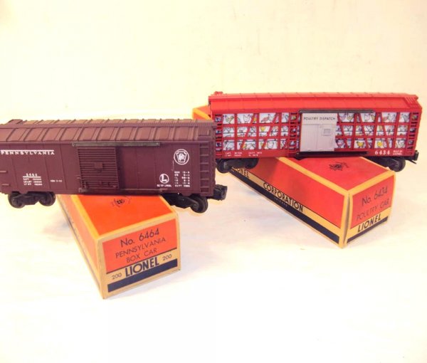 ABT: Lionel #6464-200 Pennsylvania & #6434 Poultry: Paul V. Ambrose and Drew J. Bauer present: These are the #6464-200 Pennsylvania Box Car and the #6434 Poultry Car that Lionel made in the 1950s. Includes both Original Boxes. Please add $15.00 for US-