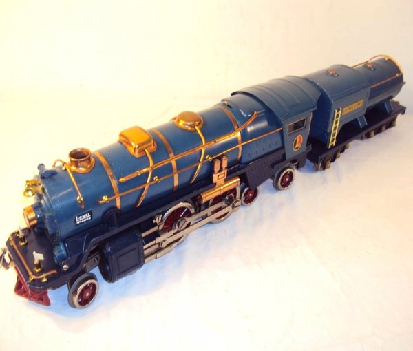 ABT: Scarce Lionel #400E Brass Trim Blue Comet Stea: Paul V. Ambrose and Drew J. Bauer present: These are the #400E Blue Comet Steam Engine with Brass Trim and Tender that Lionel made in Standard Gauge in the later 1930s. Original Wheels, but some repla